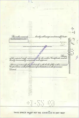 Share Certificate of the Great Atlantic & Pacific Tea Company — Mary E. Kapp — 1925 — Back
