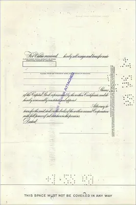 Ação da Great Atlantic & Pacific Tea Company — certificado de ações — editor Morgan Guaranty Trust Company — Verso