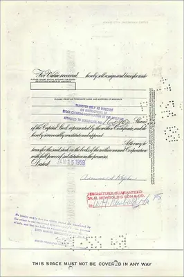 Certificat d'actions de la Great Atlantic & Pacific Tea Company — Adonna S Kaplan — n° 0274295 — Verso