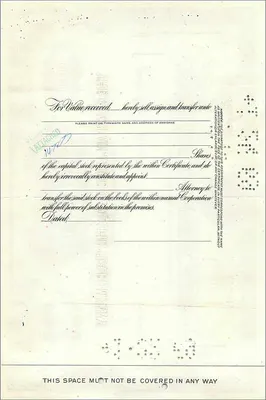 Great Atlantic & Pacific Tea Company hisse sertifikası — 10 hisse — yayımcı The First National City Bank of New York — Arka yüz