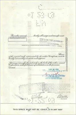 Certificat de parts de la Great Atlantic & Pacific Tea Company — série 0527198 — éditeur Morgan Guaranty Trust Company — Verso