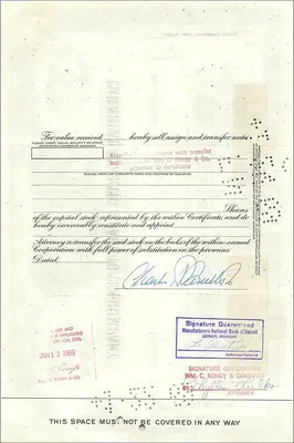 Action de la Great Atlantic & Pacific Tea Company — 25 actions — éditeur First National City Bank — Verso
