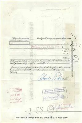 Action de la Great Atlantic & Pacific Tea Company — Charles A. Parcells & Co — n° 0526545 — Verso