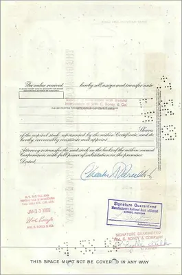 Zertifikat der Great Atlantic & Pacific Tea Company — Charles A. Parcells & Co — n° 0527316 — Rückseite