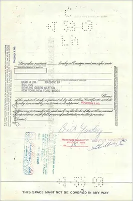 Ação da Great Atlantic & Pacific Tea Company — certificado de ações — editor First National City Bank — Verso