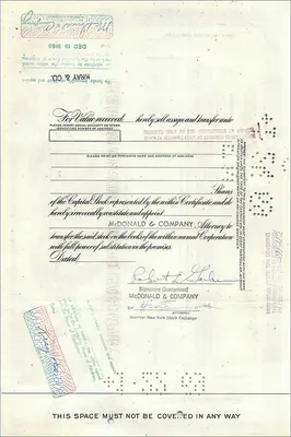 Action of the Great Atlantic & Pacific Tea Company — certificate of 1 share — publisher Morgan Guaranty Trust Company — Back