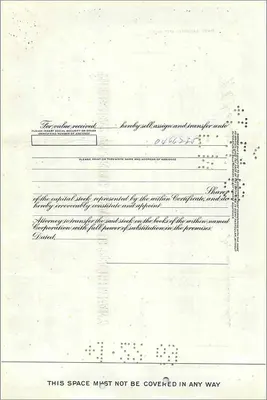 Ação da Great Atlantic & Pacific Tea Company — certificado de 1 ação — editor Morgan Guaranty Trust Company — Verso