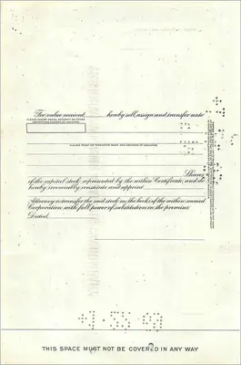 グレート・アトランティック＆パシフィック・ティー・カンパニーの株式 — マックス・レヴィン — 1926年 — 裏面