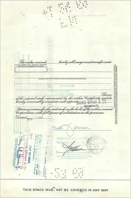 Certificado de acciones de la Great Atlantic & Pacific Tea Company — Matt Johnson — 20 acciones — fechado 25 de enero de 1967 — Reverso