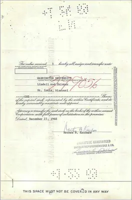 Certificate of Shares of the Great Atlantic & Pacific Tea Company — Nathaniel B. Kaufman — n° 0452999 — Back