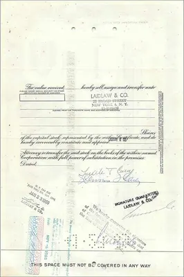Certificado de acciones de la Great Atlantic & Pacific Tea Company — serie 15 — editor American Bank Note Company — Reverso