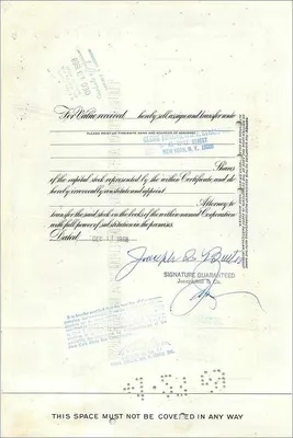 Certificado de acciones de la Great Atlantic & Pacific Tea Company — editor Morgan Guaranty Trust Company — Reverso