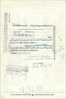 Share Certificate of the Great Atlantic & Pacific Tea Company — James E. Chambers & Mrs. Geraldine Chambers J/T — 25 shares — dated September 1, 1938 — Back