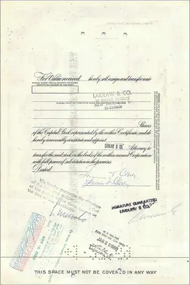 Certificato di azioni della Great Atlantic & Pacific Tea Company — n° 0271923 — editore Morgan Guaranty Trust Company — Verso