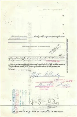 Certificat d'actions de la Great Atlantic & Pacific Tea Company — Milton B. Brody — n° 0451096 — Verso