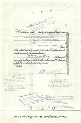 Certificado de ações da Great Atlantic & Pacific Tea Company — Alma H. Keen — 1925 — Verso