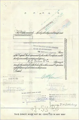 Certificate of Shares of the Great Atlantic & Pacific Tea Company — A.H. Keen, De Witt, Iowa — dated 21 February 1925 — Back