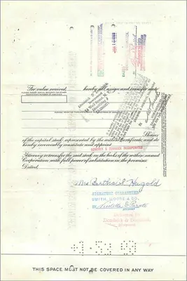 Certificat de 15 actions de la Great Atlantic & Pacific Tea Company — éditeur American Bank Note Company — Verso