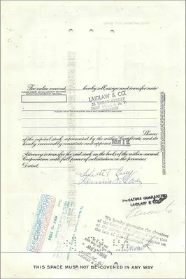 Certificate of shares of the Great Atlantic & Pacific Tea Company — No. 0430696 — publisher Morgan Guaranty Trust Company — Back