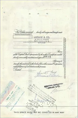 Certificaat van de Great Atlantic & Pacific Tea Company — 2 aandelen — uitgever First National City Bank — Achterkant