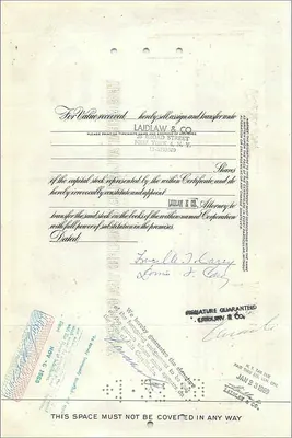 Action of the Great Atlantic & Pacific Tea Company — certificate of six shares — publisher: The Great Atlantic & Pacific Tea Company — Back