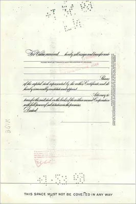 Certificato d'azioni della The Great Atlantic & Pacific Tea Company — Fannie K Cohen — n° 0205443 — Verso