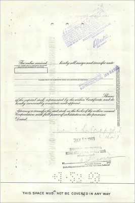 Share Certificate of the Great Atlantic & Pacific Tea Company — series less than 100 shares — no. 0509318 — Back