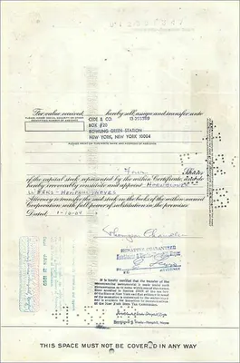 Aktie der Great Atlantic & Pacific Tea Company — Thomson Chandler — Verlag First National City Bank — Rückseite