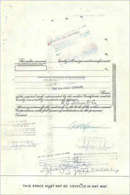 Certificado de ações da Great Atlantic & Pacific Tea Company — A.H. Keen — n° 0458827 — Verso