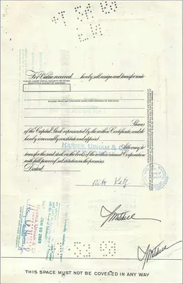 Certificado de acciones de la Great Atlantic & Pacific Tea Company — Mrs Rita Katz — fechado en 1963 — Reverso