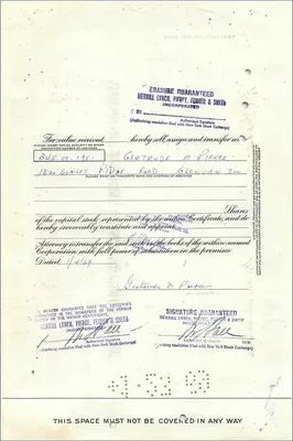 Ação da Great Atlantic & Pacific Tea Company — certificado de 1 ação — editor Morgan Guaranty Trust Company — Verso