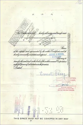 Aktiengutachten der Great Atlantic & Pacific Tea Company — Ernest Parry — n° 0163490 — Rückseite