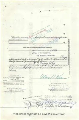 Certificat de parts de la Great Atlantic & Pacific Tea Company — éditeur Morgan Guaranty Trust Company — Verso