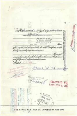 Certificat de la Great Atlantic & Pacific Tea Company — éditeur Morgan Guaranty Trust Company — Verso