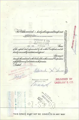 Acción de la Great Atlantic & Pacific Tea Company — certificado de 1 acción — editor American Bank Note Company — Reverso