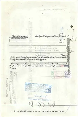 Aktie der Great Atlantic & Pacific Tea Company — 100 Aktien — Verlag First National City Bank — Rückseite
