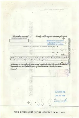 그레이트 애트랜틱 & 패시픽 차 회사의 주식 — 100주 — 발행사 모건 풍보 트러스트 회사 — 뒷면