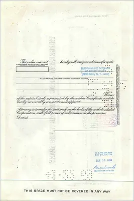 Great Atlantic & Pacific Tea Company의 주식 — 100주 — 발행사: First National City Bank — 뒷면