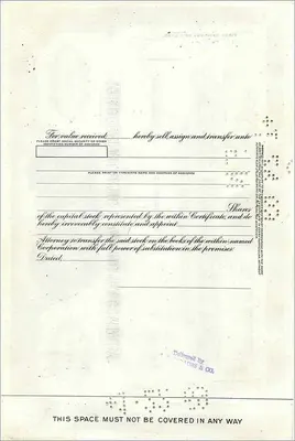 Great Atlantic & Pacific Tea Company'nin Eylemi — 100 Hisse — American Bank Note Company Yayımcılığı — Arka yüz