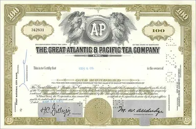 Action of the Great Atlantic & Pacific Tea Company — 100 shares — publisher First National City Bank