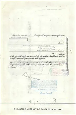 Great Atlantic & Pacific Tea Companyの100株の証明書 — 発行者First National City Bank — 裏面