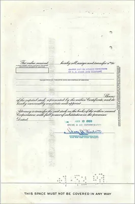 Action de la Great Atlantic & Pacific Tea Company — 100 actions — éditeur Morgan Guaranty Trust Company — Verso