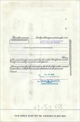 Certificat d'actions de la Great Atlantic & Pacific Tea Company — Bache & Co. Incorporated — Verso