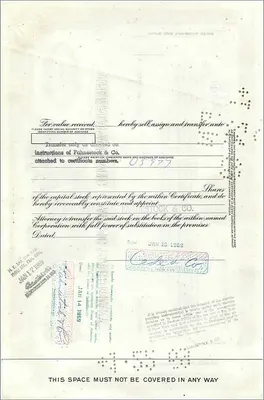 Działanie Great Atlantic & Pacific Tea Company — 100 akcji — wydawca American Bank Note Company — Rewers