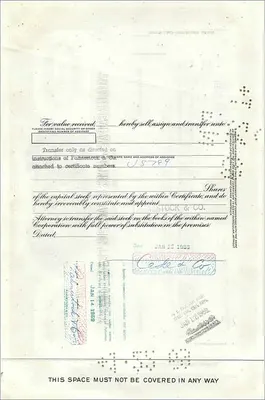 Great Atlantic & Pacific Tea Company'dan 100 hisse senedi sertifikası — American Bank Note Company basımı — Arka yüz