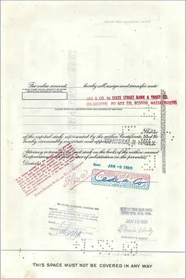 Certificate of 100 Shares of the Great Atlantic & Pacific Tea Company — Céde & Co. and Edwards & Family — Back