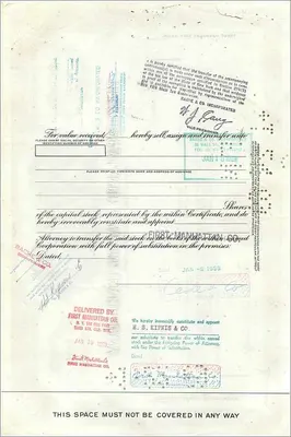 Zertifikat über 100 Aktien der Great Atlantic & Pacific Tea Company — Verlag First National City Bank — Rückseite