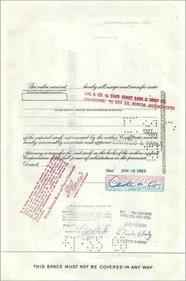 Certificate of 100 shares of the Great Atlantic & Pacific Tea Company — publisher Morgan Guaranty Trust Company — Back