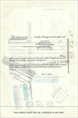 Certificat de 100 actions de la Great Atlantic & Pacific Tea Company — éditeur Morgan Guaranty Trust Company — Verso