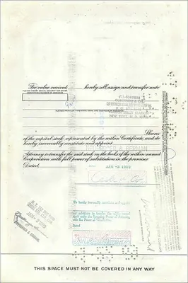 Działanie Great Atlantic & Pacific Tea Company — 100 akcji — wydawca Morgan Guaranty Trust Company — Rewers